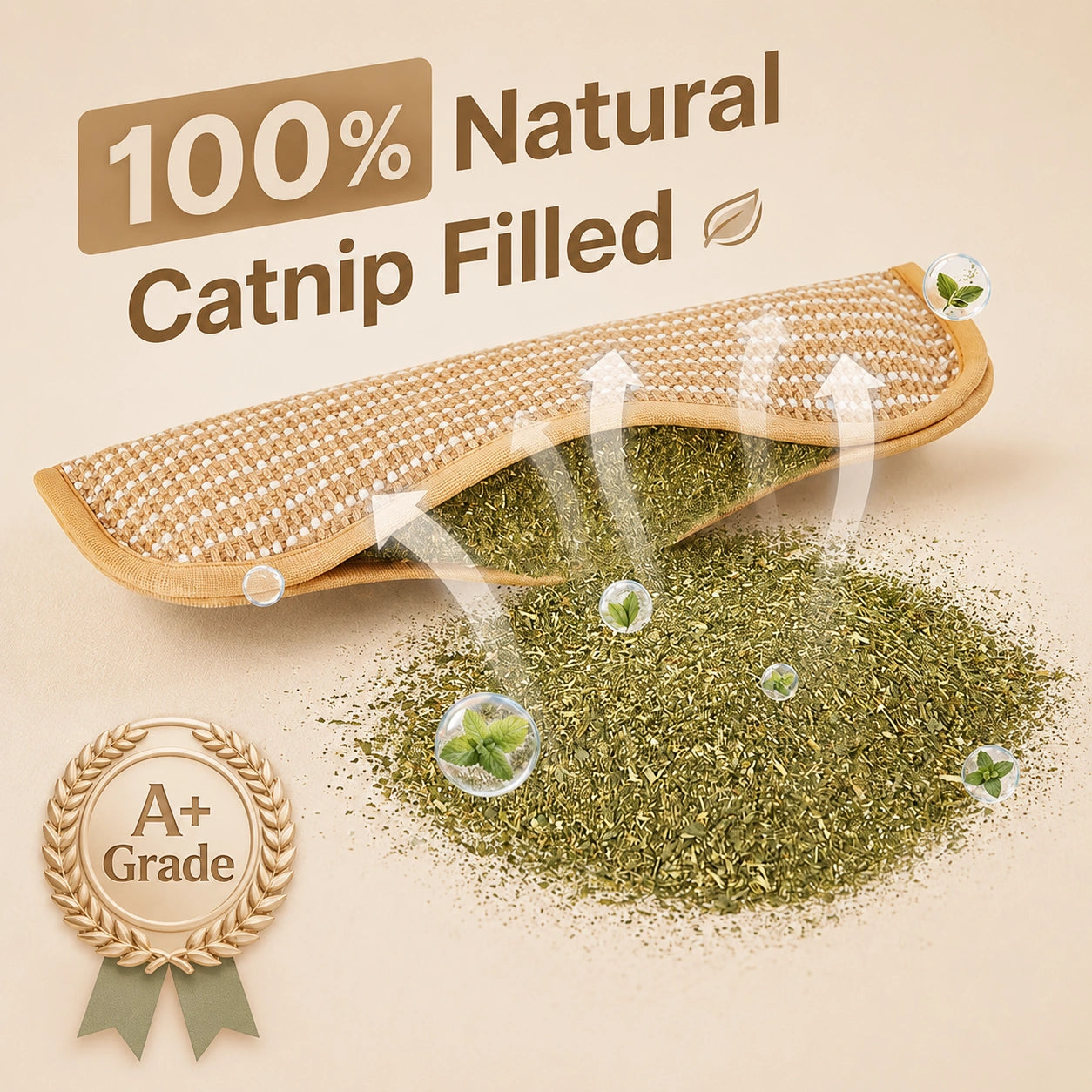 HeritageLab™ CatnipKicker 6000mg Organic Catnip Chew Toy, Soft Sisal Scratching Kicker Toy for Indoor Cats, Kittens & Boredom Relief