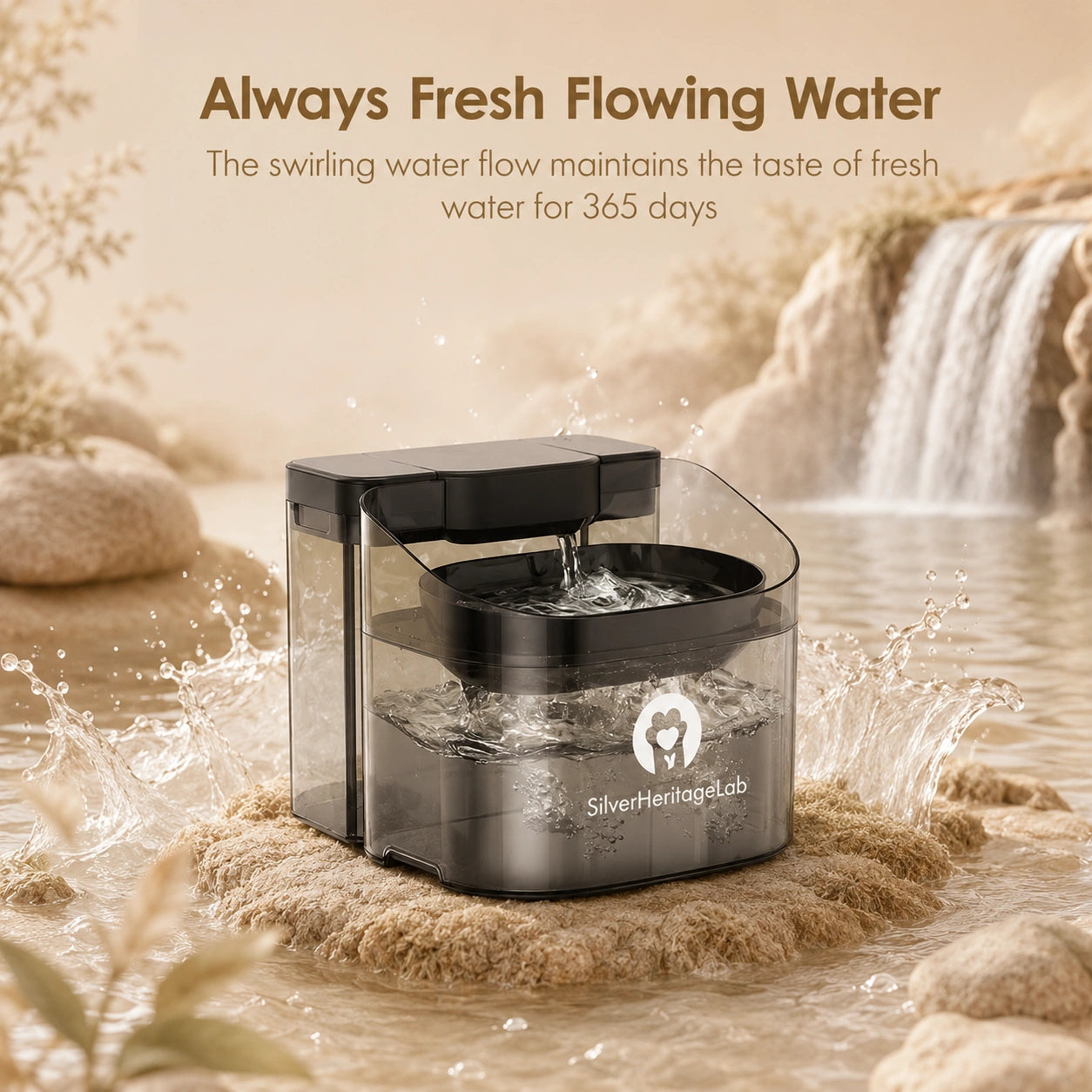 HeritageCloud™ GrandFlow 11L Large Dog Water Fountain, No-Spill Automatic Water Bowl Dispenser for Big Breeds & Multi-Pet Homes
