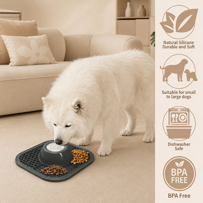 SilverHeritage™ NourishLick Slow Feeder Dog Bowl for Bone Broth, Yogurt, Wet Food & Liquid Treats, Anti-Slip Lick Bowl for All Breeds