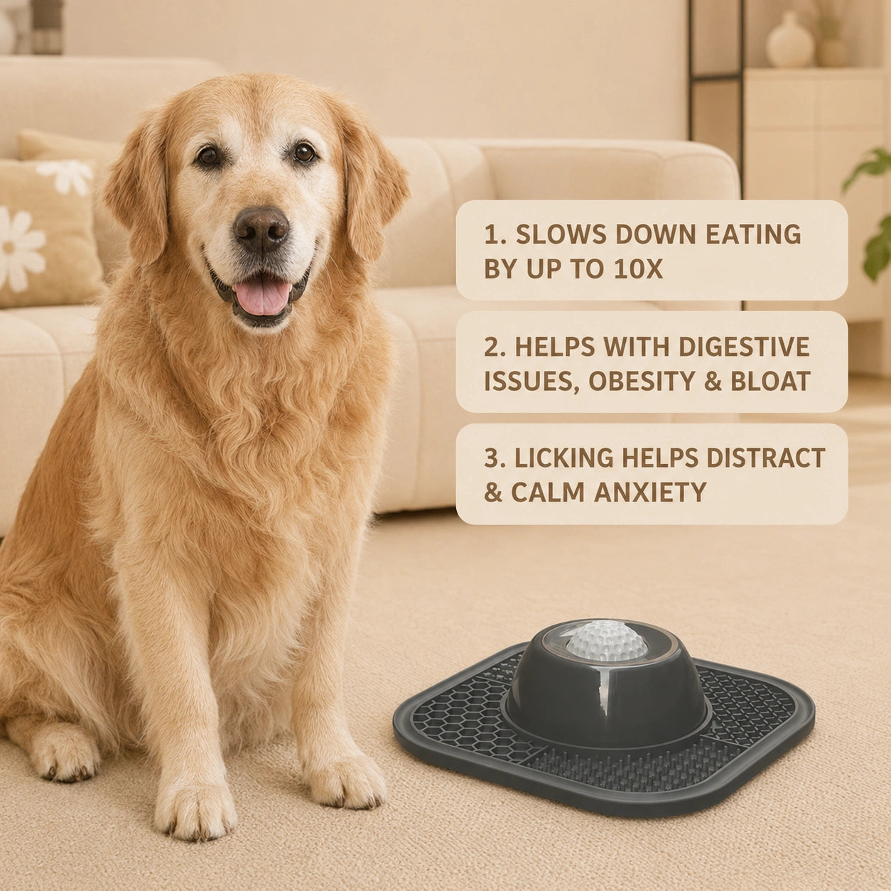 SilverHeritage™ NourishLick Slow Feeder Dog Bowl for Bone Broth, Yogurt, Wet Food & Liquid Treats, Anti-Slip Lick Bowl for All Breeds