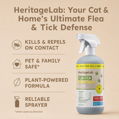 SilverHeritage™ CedarShield Plant-Based Flea & Tick Spray for Cats, Home, Bedding, Carpets & Outdoor Pet Areas with Cedarwood Oil, 16 oz