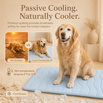 SilverHeritage™ CoolRest Gel-Free Large Dog Cooling Mat, Washable Portable Pet Cooling Pad for Dog Beds, Crates, Cars, Camping & Outdoor Use