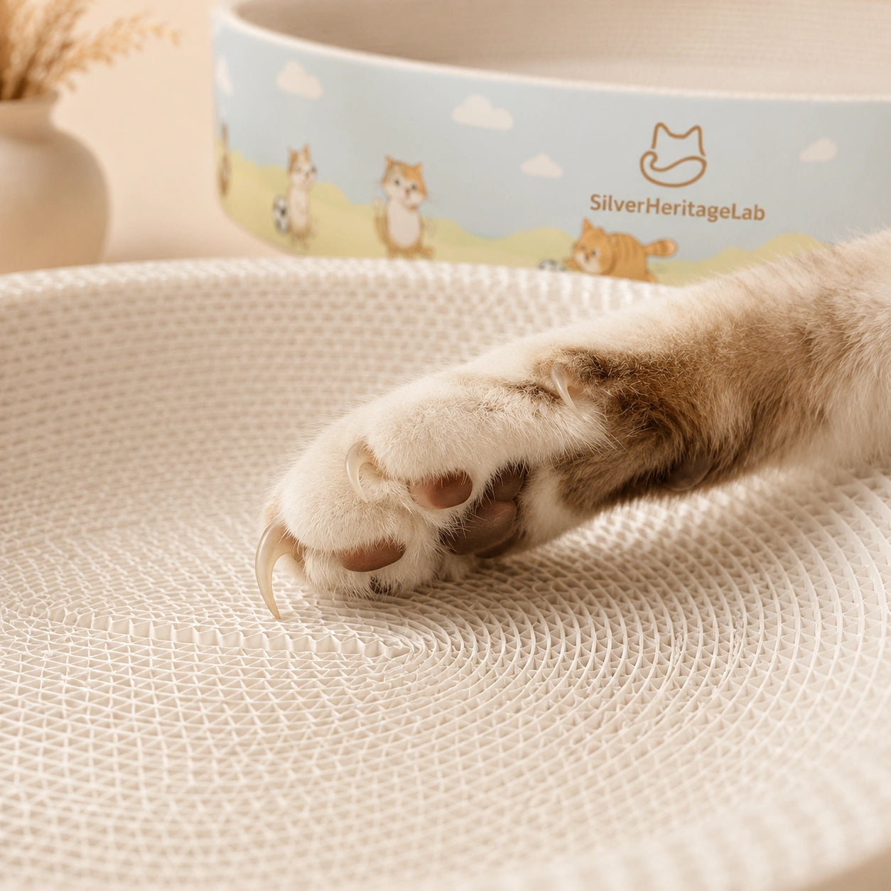 HeritageLab™ PlayNest 2-in-1 Round Cat Scratcher Bed & Lounge, Eco-Friendly Corrugated Cardboard Scratching Bowl for Indoor Cats
