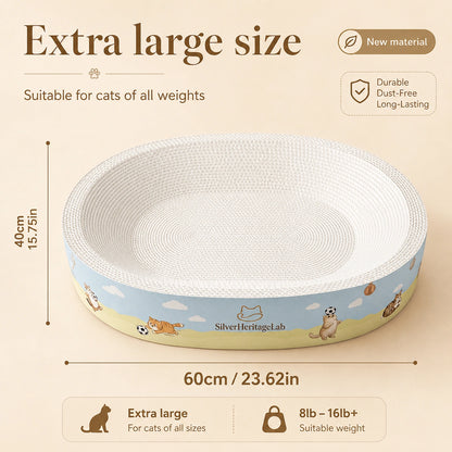 HeritageLab™ PlayNest 2-in-1 Round Cat Scratcher Bed & Lounge, Eco-Friendly Corrugated Cardboard Scratching Bowl for Indoor Cats