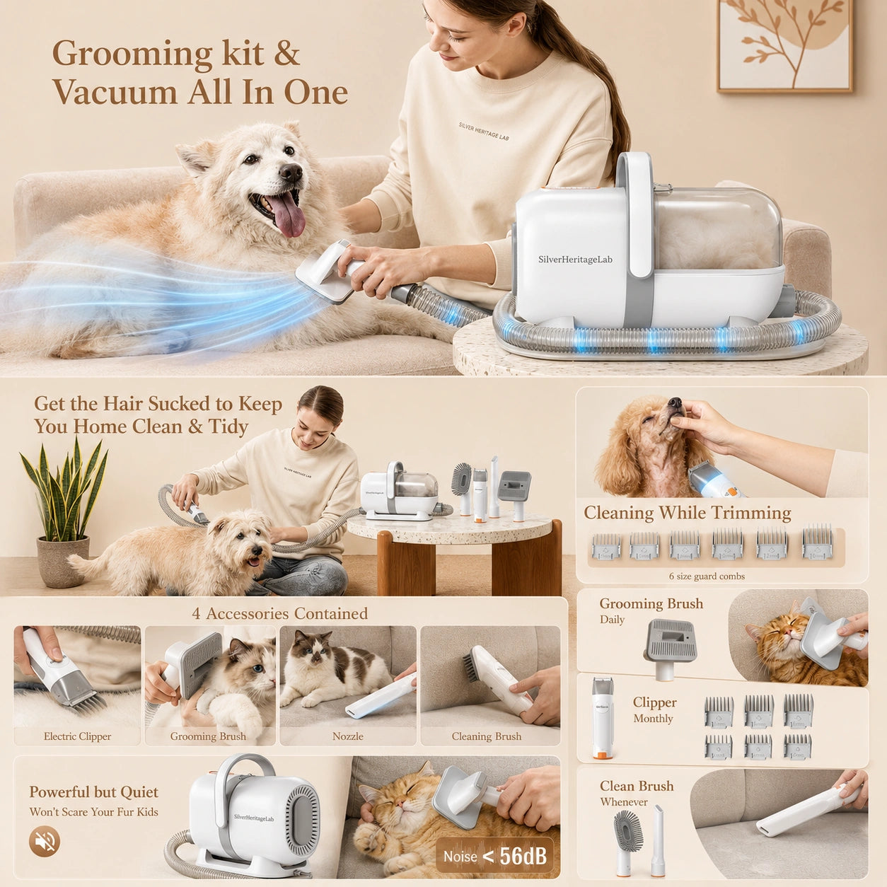 HeritageLab™ AeroVac Low-Noise Grooming Kit