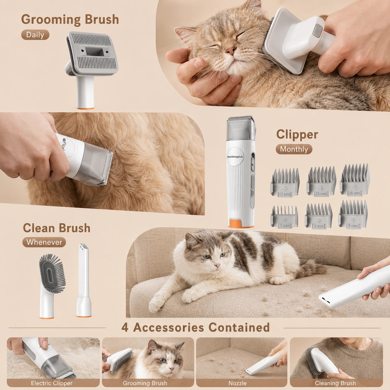 HeritageLab™ AeroVac Low-Noise Grooming Kit