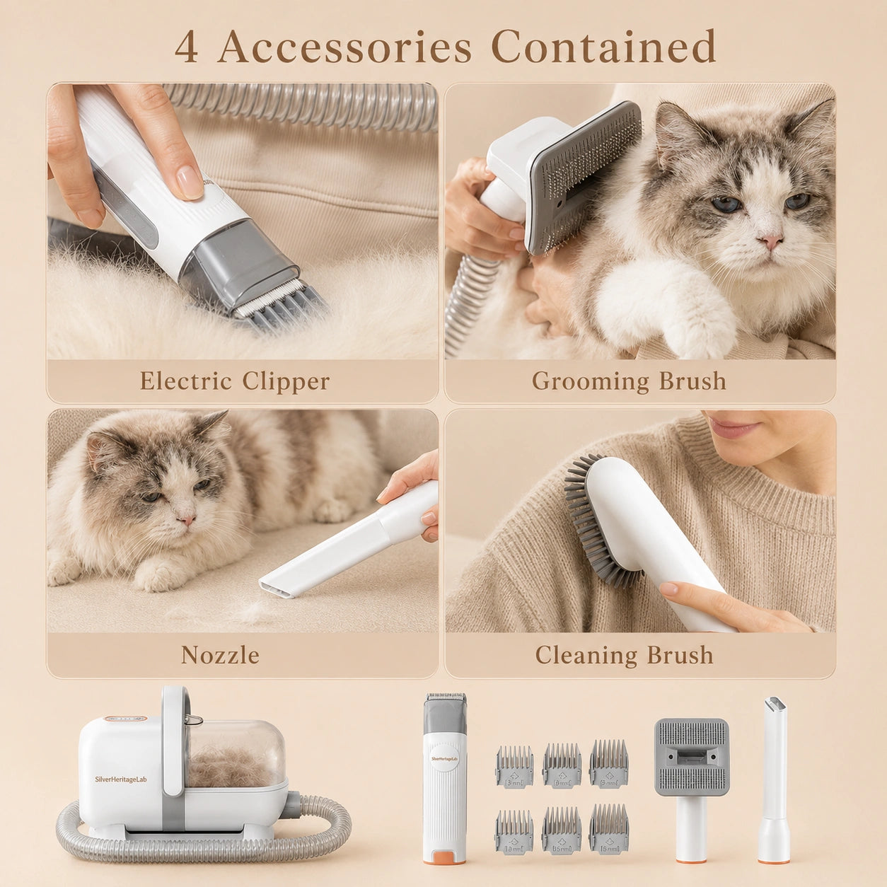 HeritageLab™ AeroVac Low-Noise Grooming Kit
