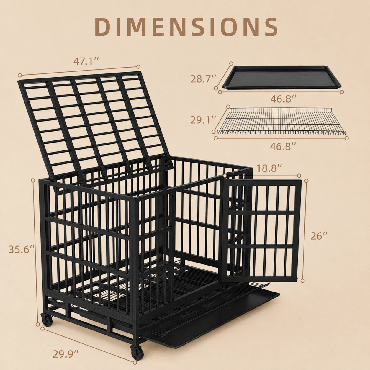 HeritageCloud™ IronGuard Steel Dog Crate