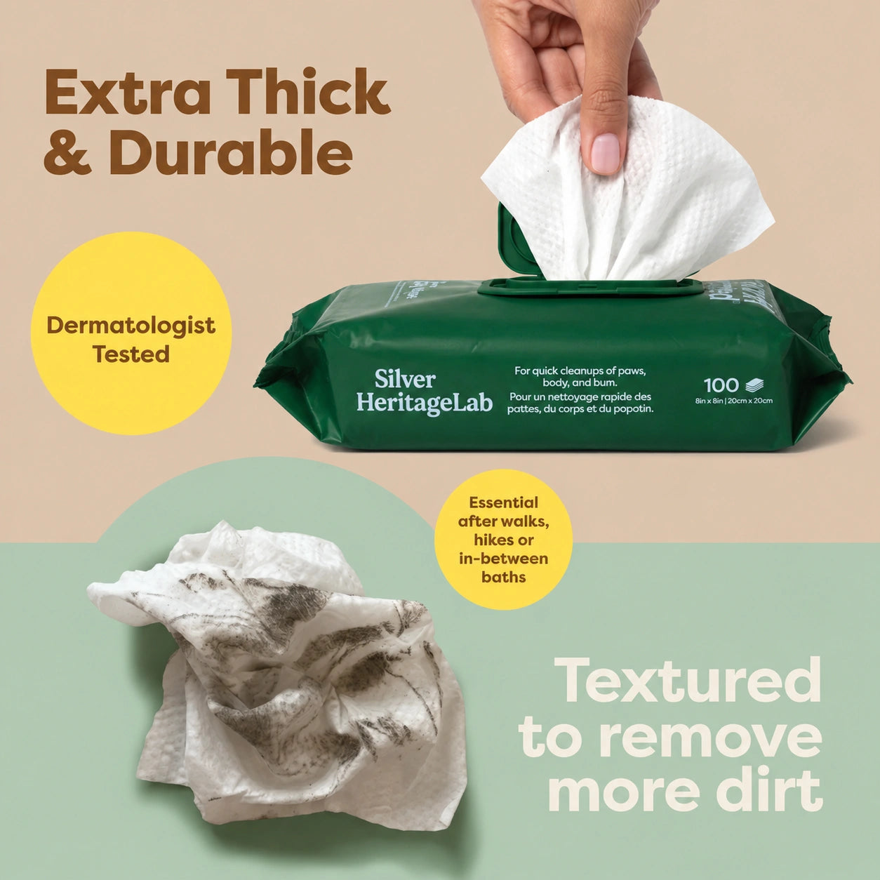 SilverHeritage™ FreshPaw 3-in-1 Grooming Wipes