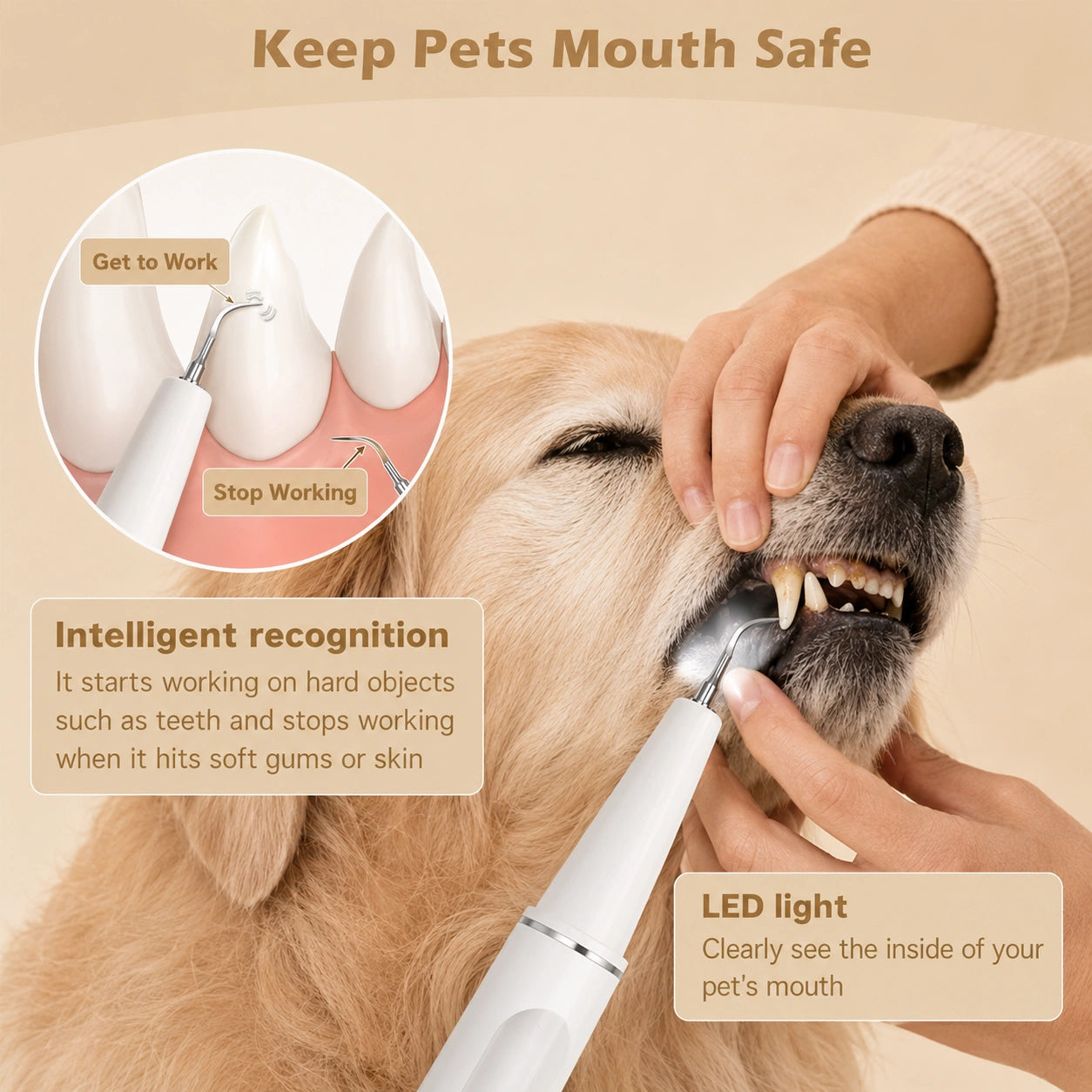 SilverHeritage™ Ultrasonic Pet Dental Cleaner – Plaque & Tartar Remover for Dogs & Cats