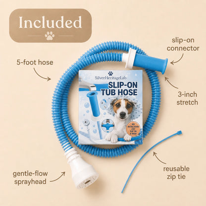 HeritageLab™ FlexRinse 5 ft No-Install Tub Hose & Handheld Shower Sprayer Attachment for Dog Washing, Pet Bathing, Hair Rinsing & Baby Baths