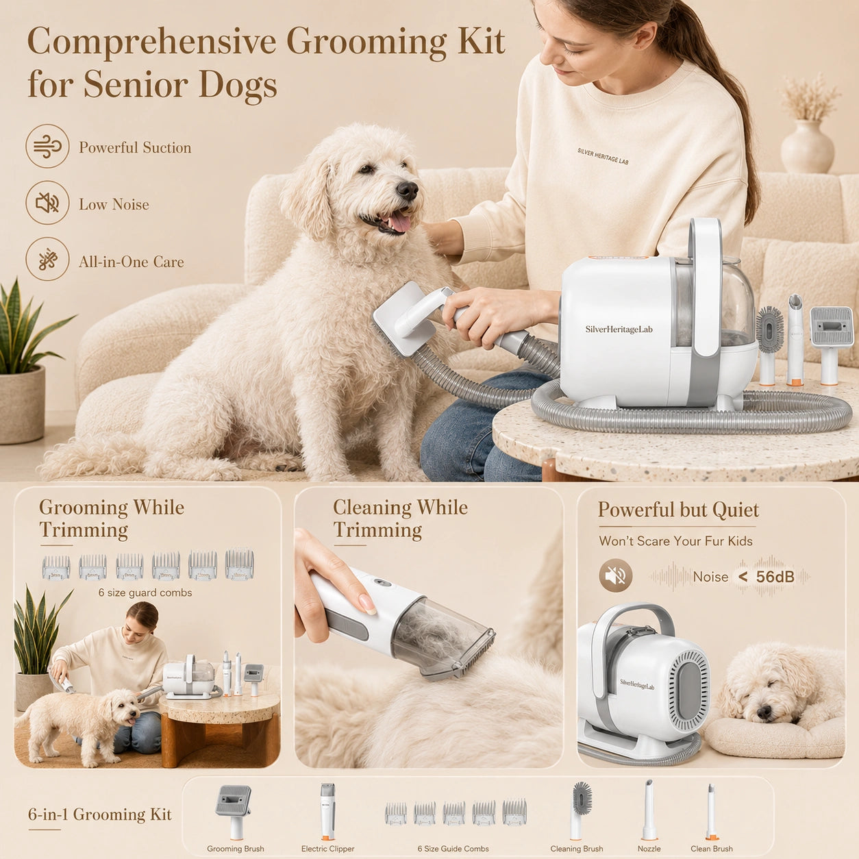 HeritageLab™ AeroVac Low-Noise Grooming Kit